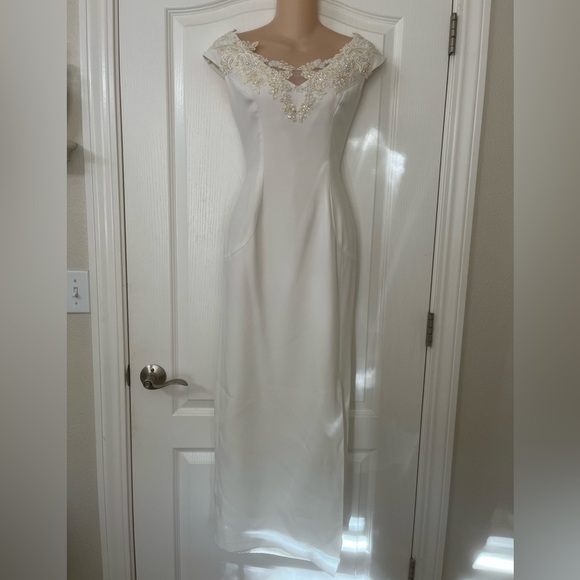 Alfred Angelo VTG 80’s 90’s Beaded Ivory Column Wedding Event Dress & Jacket 6 - Picture 4 of 16
